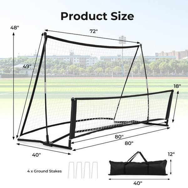 dimension image slide 1 of 2, 2-in-1 Portable Soccer Rebounder Net with Carrying Bag