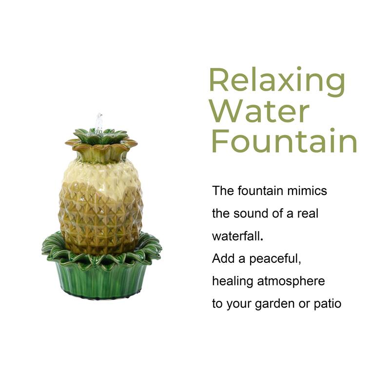 Pineapple Ceramic Indoor/Outdoor 17.1-In Tall Tabletop Fountain