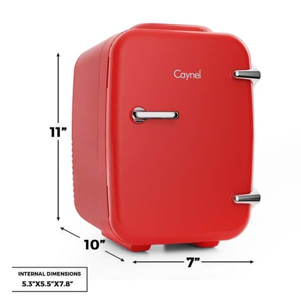 dimension image slide 2 of 7, Caynel 4-Liter Portable Mini Fridge for Home, Office and Car, AC/DC Thermoelectric System