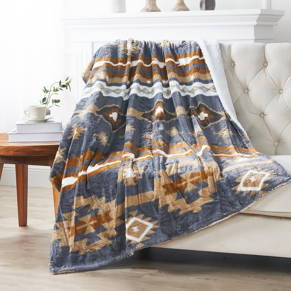 Fauxfur Southwest Throw with Sherpa Backing