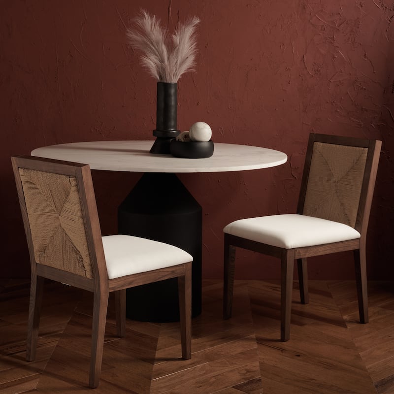 SAFAVIEH Couture Vardit Woven Dining Chair (Set of 2) - 18 In. W x 22 In. D x 34 In. H - 18"Wx22"Dx34"H