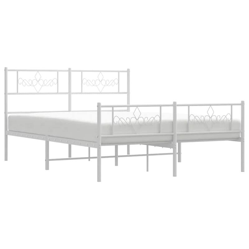 vidaXL 12 Inches White Full Size Metal Bed Frame No Mattress - 77.2" x 55.9" x 35.4"