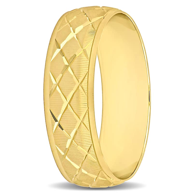 Miadora Mens 6 mm Lattice Wedding Band in 14k Yellow Gold