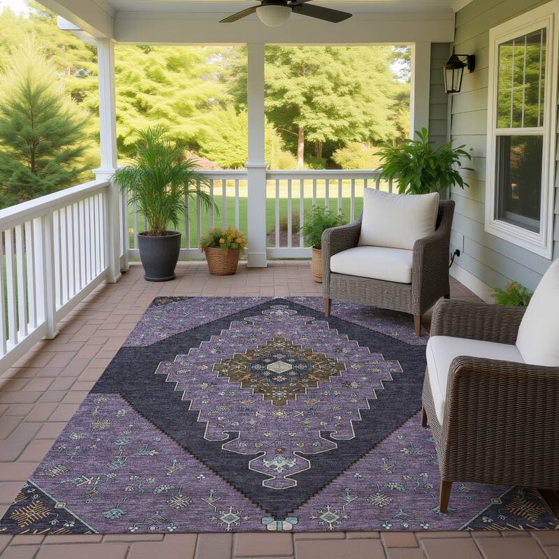 Machine Washable Indoor/ Outdoor Global Marrakesh Chantille Rug - Plum - 10' x 14'