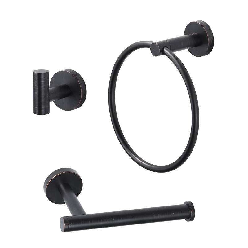 WOWOW 3-Piece Bath Hardware Set with Mounting Hardware - Oil Rubbed Bronze
