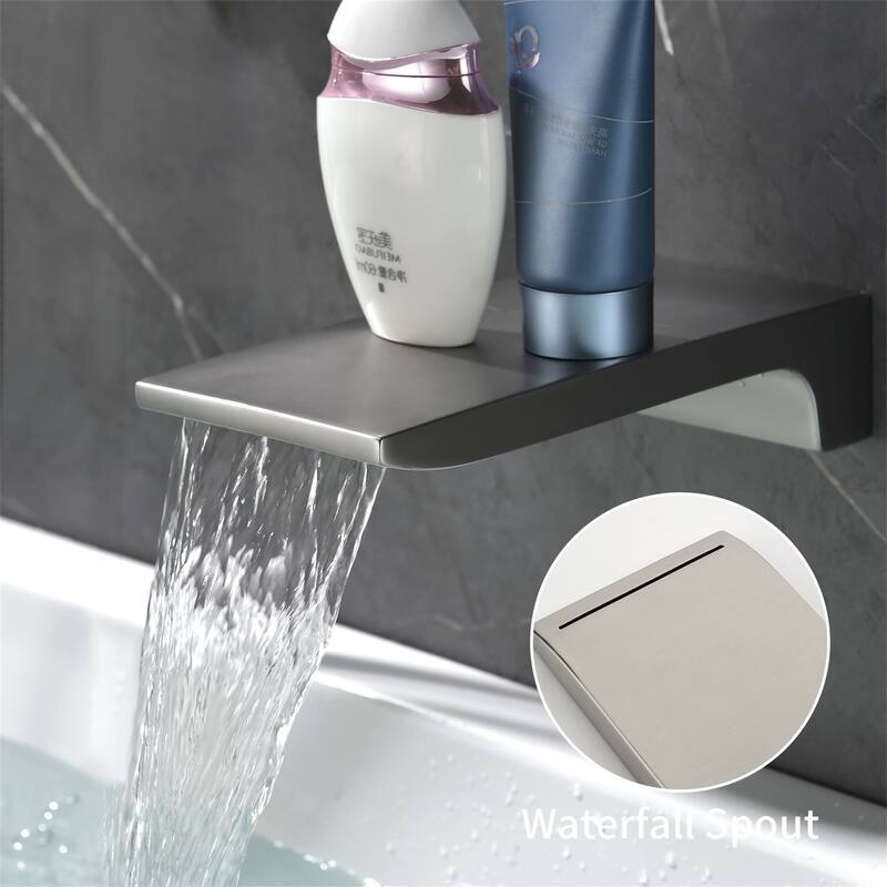 10 Inch Wall Mount Shower System with Waterfall Tub Spout Modern Rainfall Tub Shower Faucet With Rough-in Valve