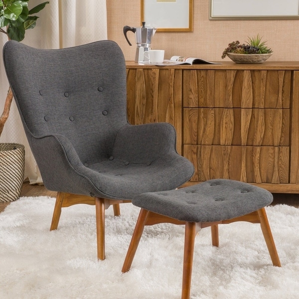 Hariata Mid-century Wingback Fabric Chair/Ottoman Set by Christopher Knight Home. Opens flyout.