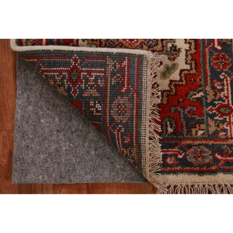 Hand Knotted Oriental 100% Wool Carpet Traditional Medallion Beige & Ivories Heriz (serapi) Area Rug - 3' 0'' X 2' 0''