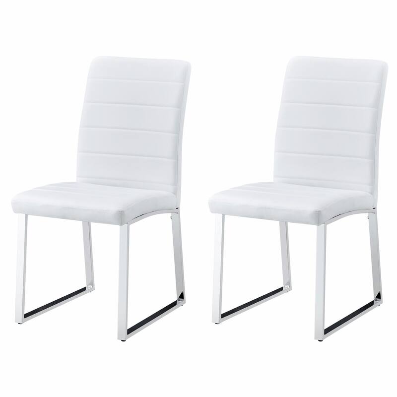 Premium PU Office Dining Chairs with High-Density Foam & Sturdy Iron Legs, Set of 2