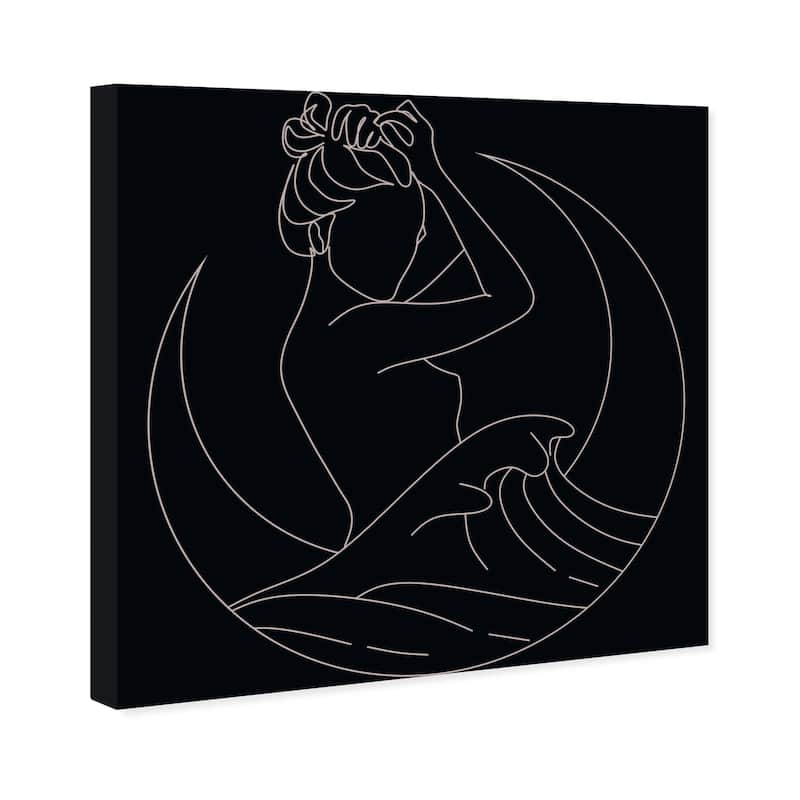 Wynwood Studio Canvas Fantasy and Sci-Fi Lunar Tide Beauty Black and Antique White Modern & Contemporary Wall Art Canvas Print