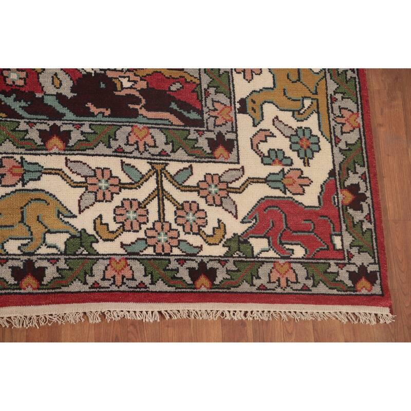 Animals Design Ziegler Area Rug Handmade Oriental Wool Carpet - 9'0"x 11'10"