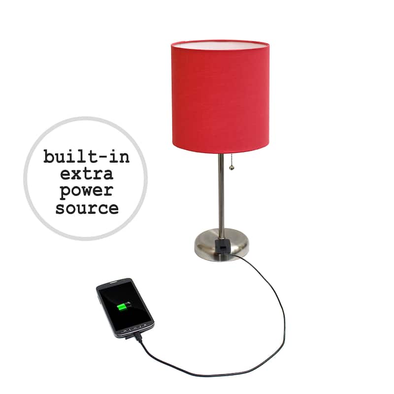 Simple Designs 19.5" 2 Pack Table Desk Lamp Set with Charging Outlet - 19.50