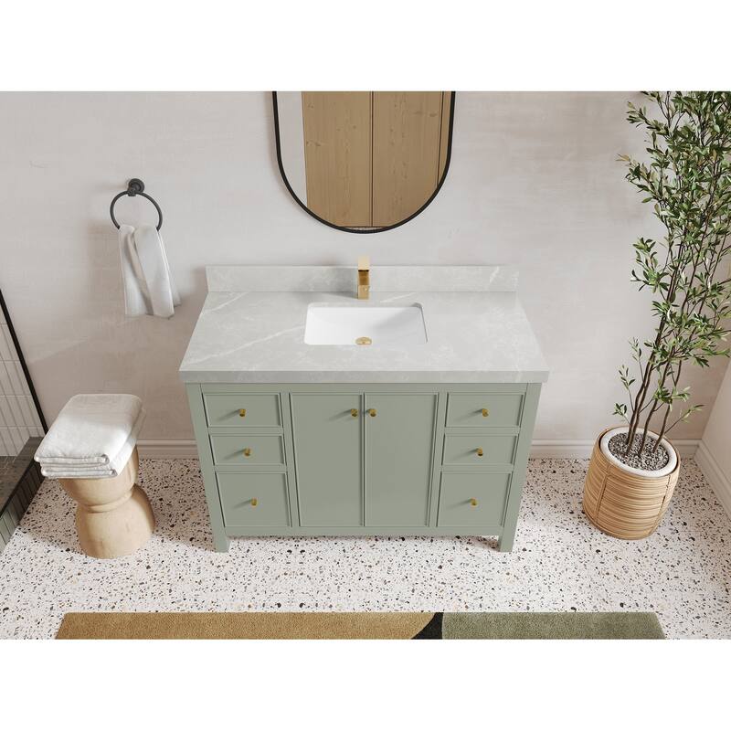 Willow Collections 48 in. W x 22 in. D Chicago Single Sink Bathroom Vanity with Countertop - 2”Pearl Gray - Evergreen
