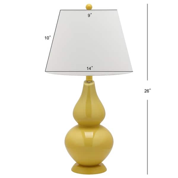 SAFAVIEH Lighting 27-inch Cybil Double Gourd Yellow Table Lamp (Set of 2) - 14" x 14" x 26"