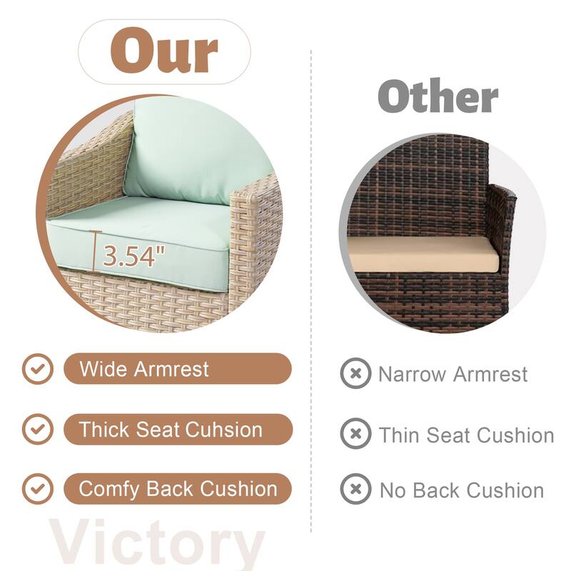 HOOOWOOO 9-piece Wicker Outdoor Patio Seating Set with Fire Pit Table