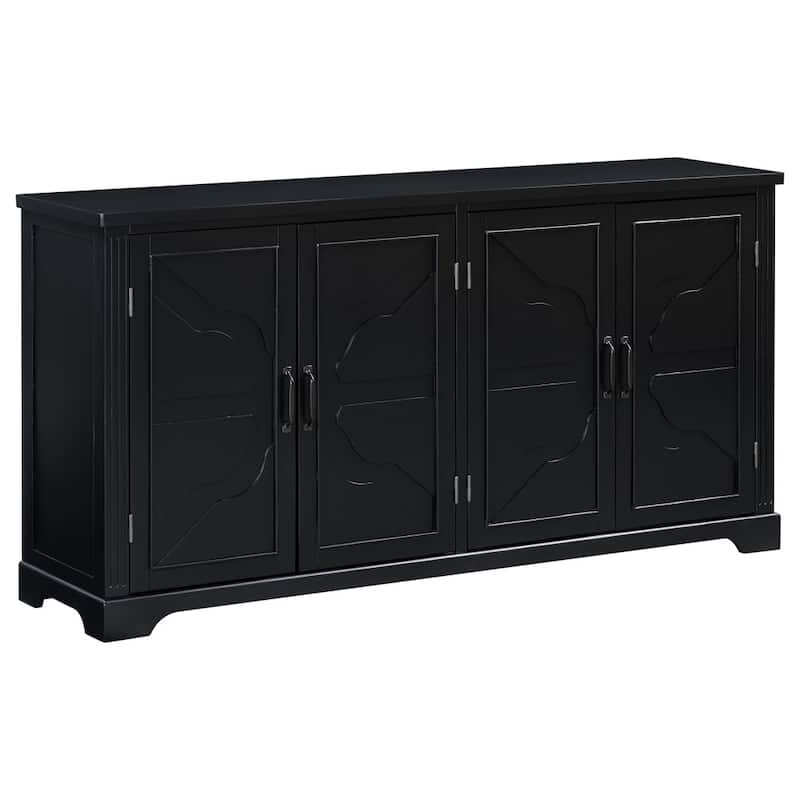 Country Style Wooden Sideboard with Pine Doors and Legs, 4 Metal Handles, for Hallway Entryway Living Room Dining Room