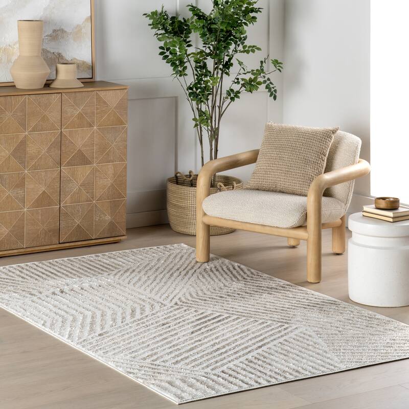 Nuloom Xoey Modern Geometric Area Rug - 4' x 6' - Beige - Rectangle