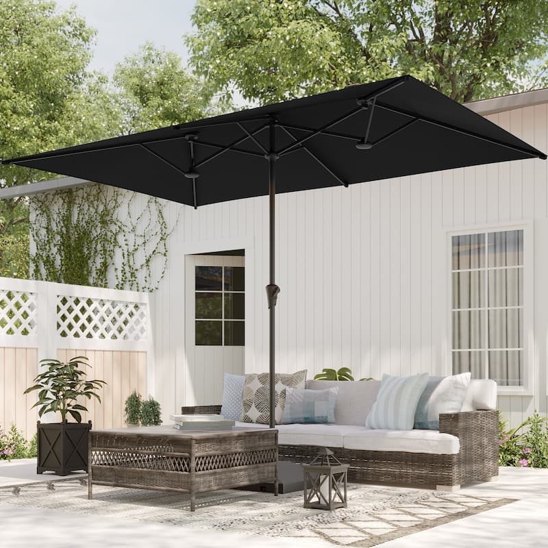 BONOSUKI 11x7/10x6.5ft Double-Sided Patio Umbrella with Large Canopy Outdoor Table Umbrella for Garden