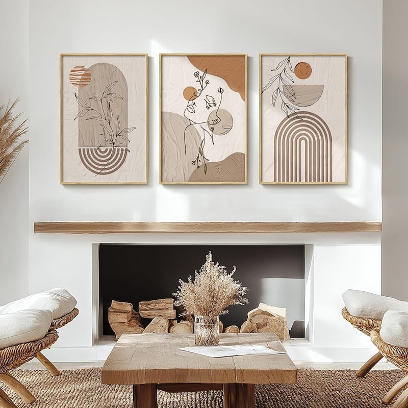 3 Piece Bohemian Earth Tone Prints Paintings Artwork