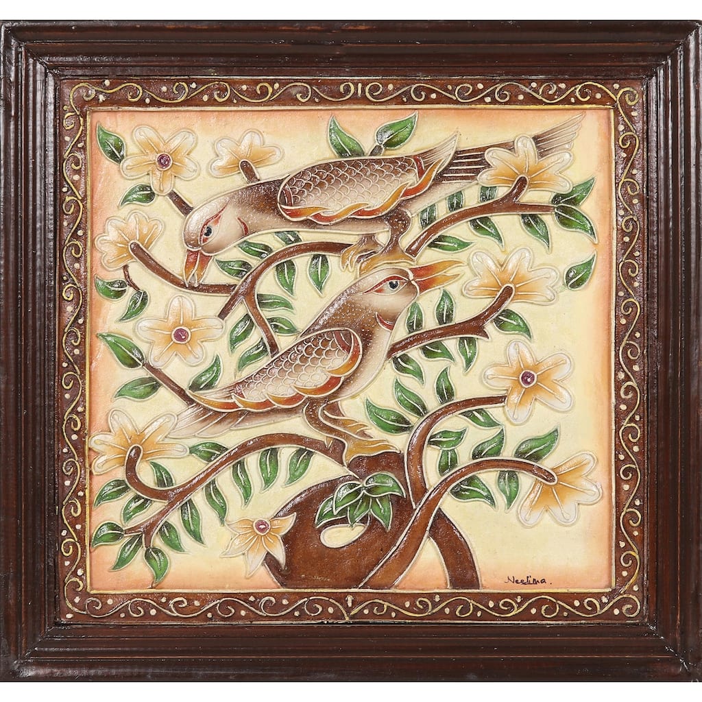 Novica Handmade Bird Song Marble Wall Art