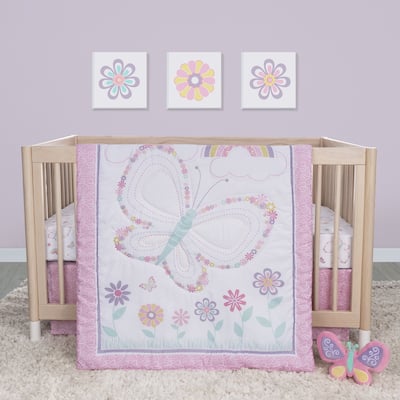 Sammy & Lou Floral Butterfly 4 Piece Crib Bedding Set