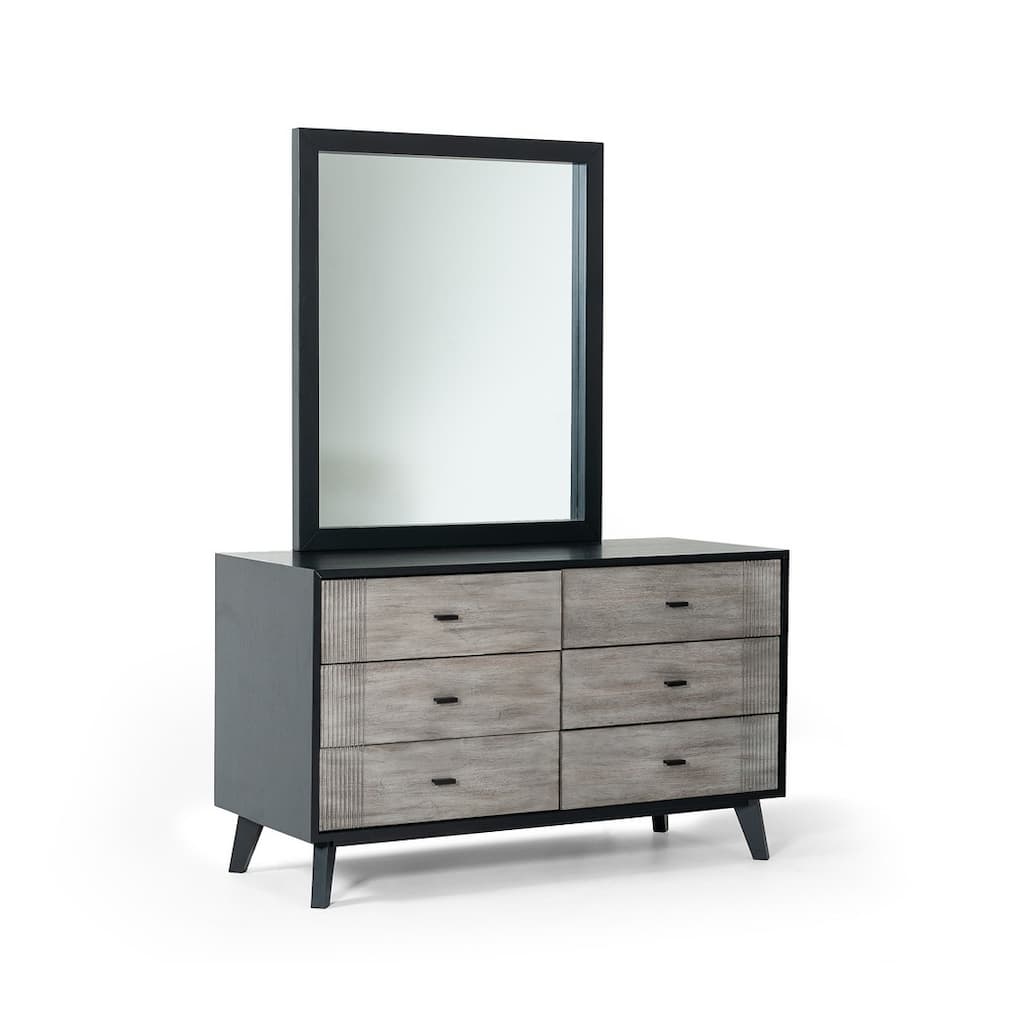 HomeRoots 40" Black Ash Veneer Rectangle Wall Mounted Dresser Mirror Engineered Wood Framed - 34