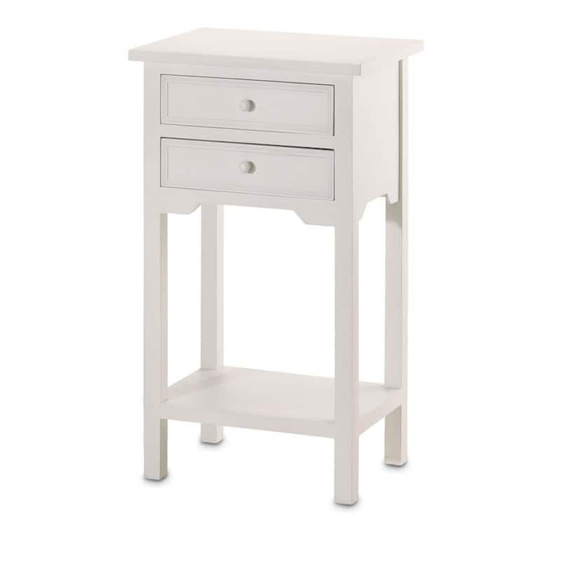 27.75" White Contemporary Side Table with 2-Drawers