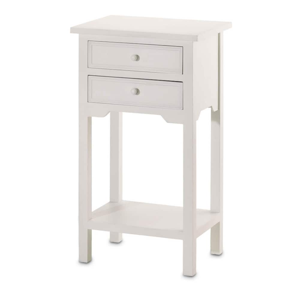 27.75" White Contemporary Side Table with 2-Drawers