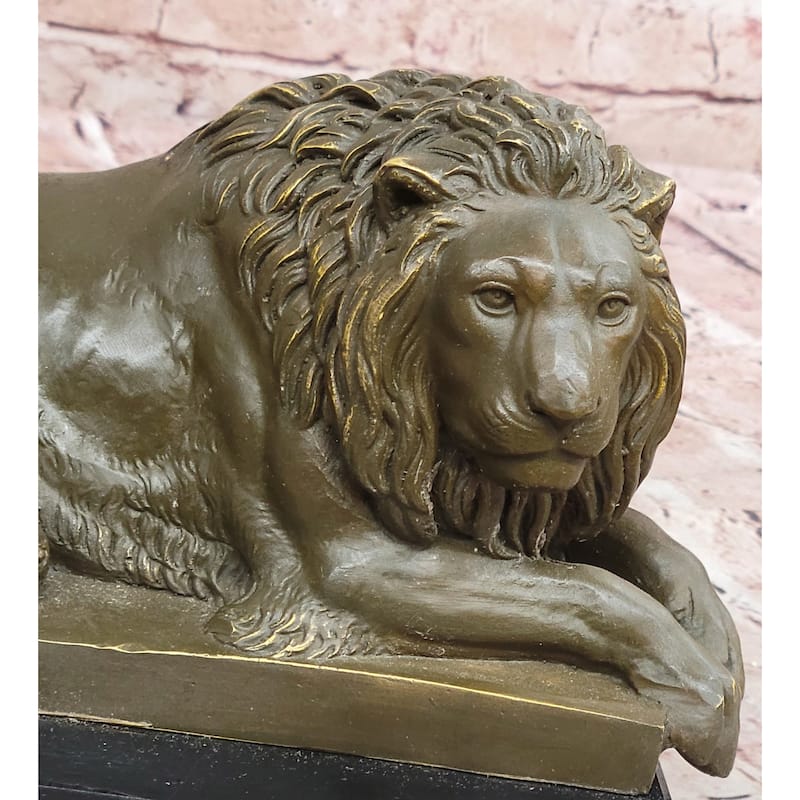 Reclining Lion Bronze Sculpture - Majestic Wildlife Symbol Art