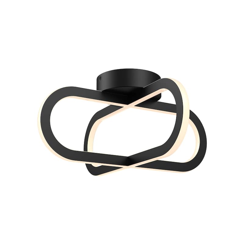 Arlo 16 inch Flushmount Double vertical ring - Black