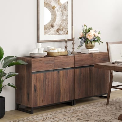 WAMPAT Modern Buffet Sideboards with Adjustable Shelves, Coffee Bar Table for Dining Room