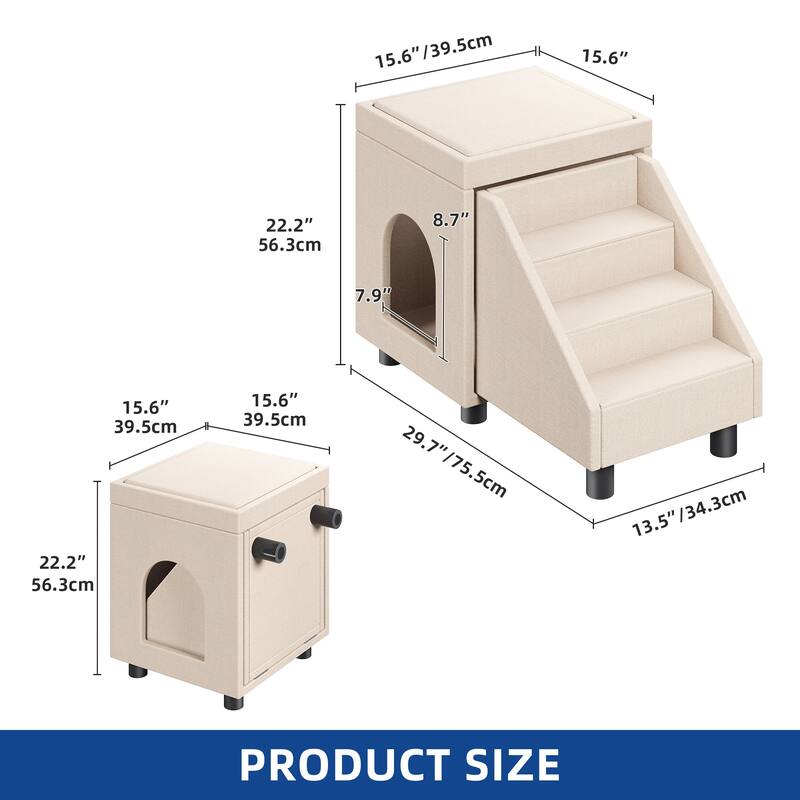 4 Stairs Foldable Pet Stair Pet Steps with Mats