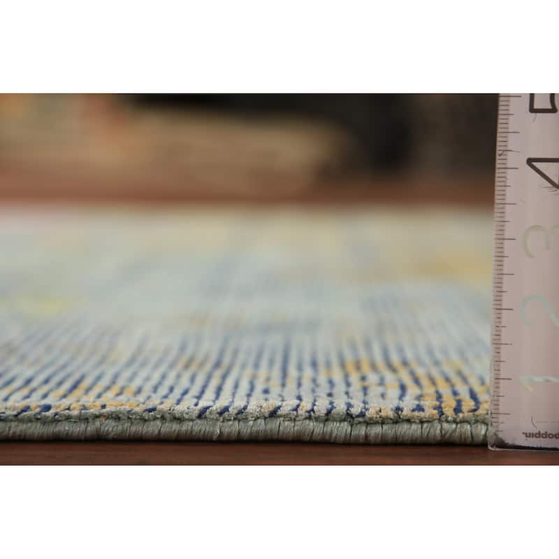 Contemporary Abstract Indian Rug Hand-Knotted Wool Carpet - 4'9"x 6'10"