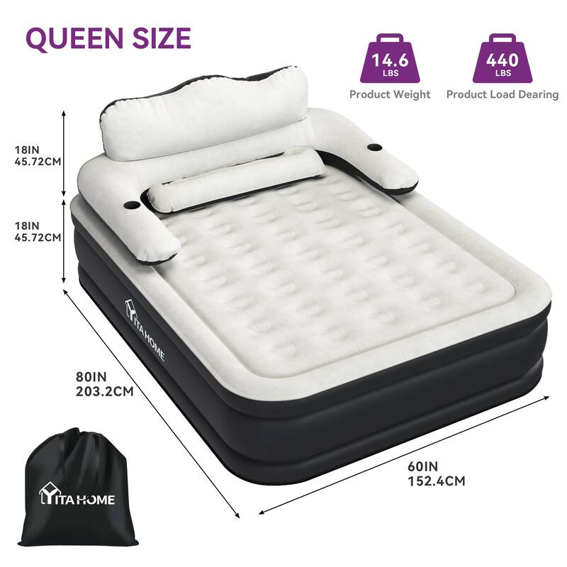 Moasis Queen Size Air Mattress with Headboard