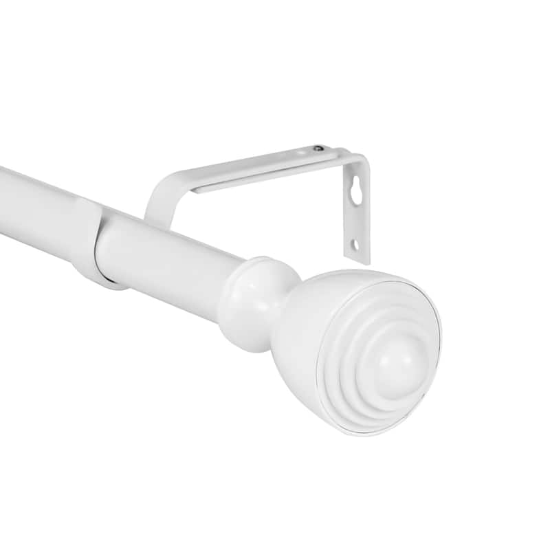 1-inch Diameter Urn Adjustable Single Drapery Curtain Rod - 48"-84" - Glossy White