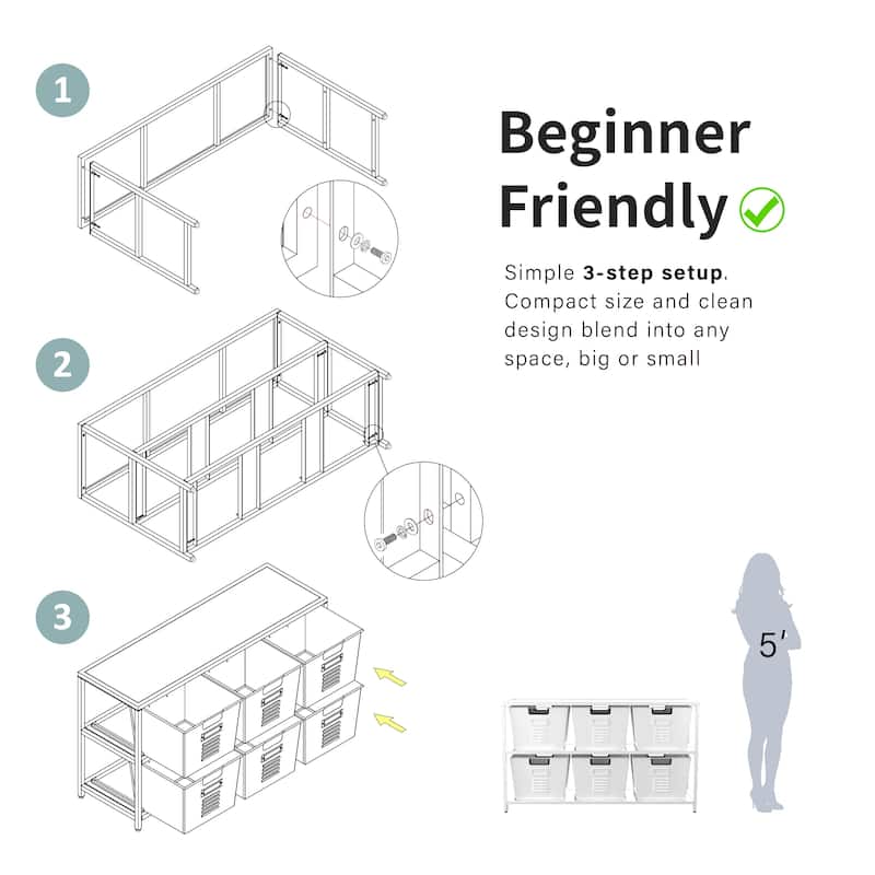 Copern Industrial 44-inch Metal 6-Bin Storage Shelf by Furniture of America