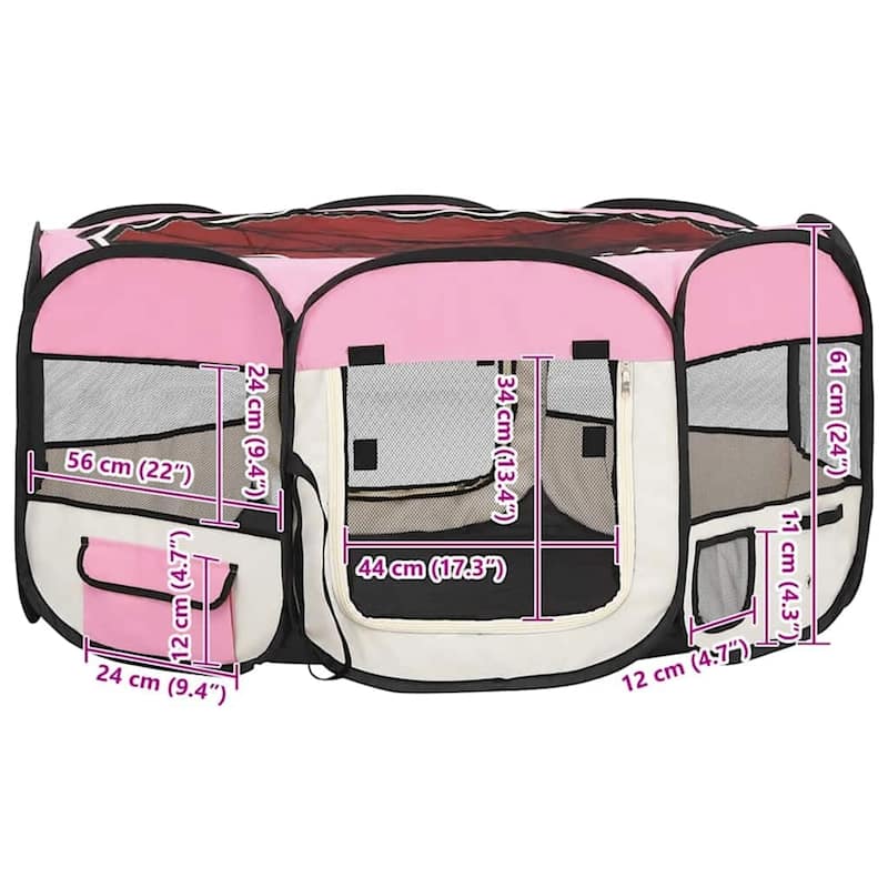 vidaXL Foldable Dog Playpen with Carrying Bag Dog Kennel Puppy Run Playpen