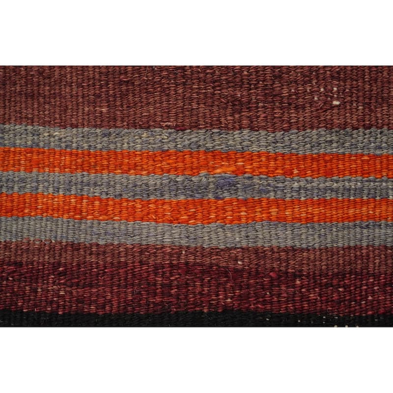 Hand Woven Oriental 100% Wool Carpet Southwestern Geometric Oranges & Rust Kilim Area Rug - 12' 8'' X 5' 3''