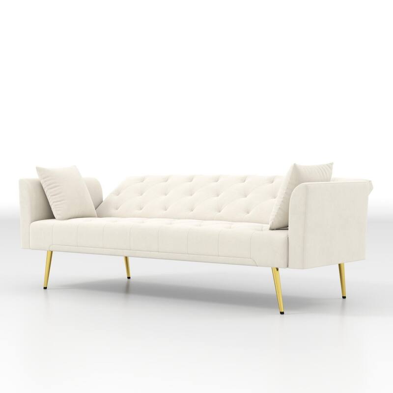 72" Modern Convertible Velvet Tufted Sofa with 2 Pillows