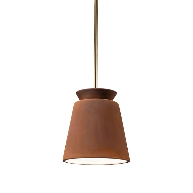 Justice Design Group Small Trapezoid Pendant - Rigid Stem - Antique Brass/Real Rust