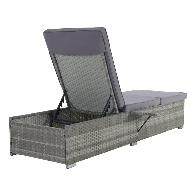 GDFStudio - Amelia Outdoor Chaise Lounge Chair Set of 2 with Adjustable Recline and Side Table for Poolside Relaxation