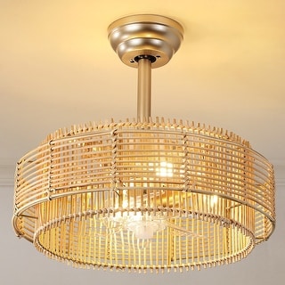 19.69'' Boho Rattan Caged Ceiling Fan