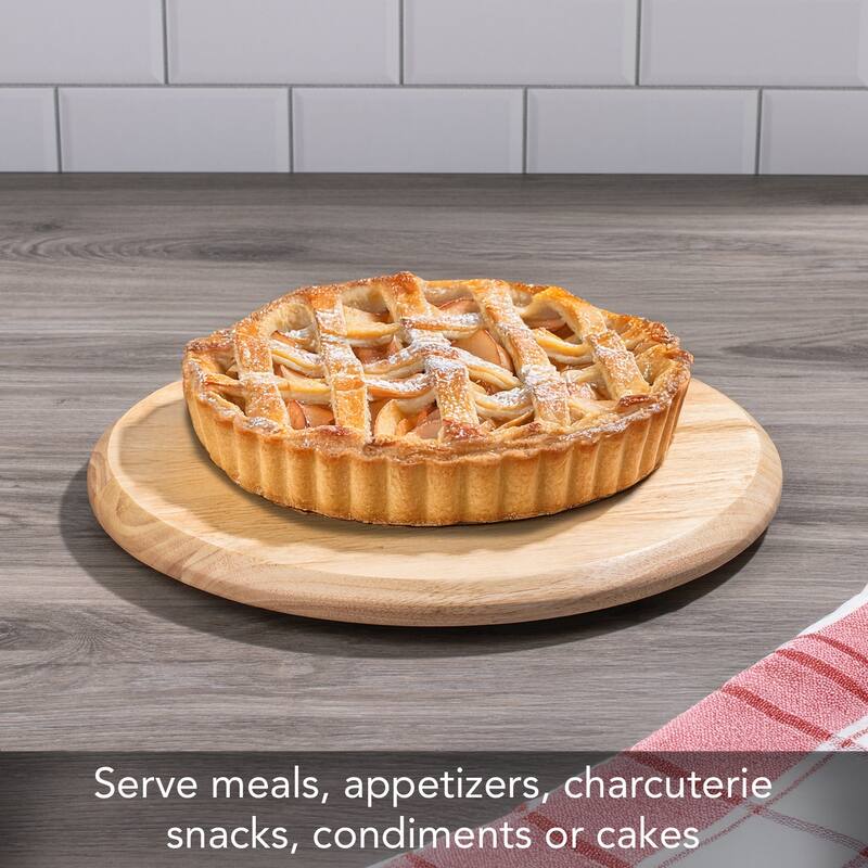 Rubberwood Round Wood Lazy Susan Turntable 14" Diameter for Serving Kitchen Organization Condiment Caddy