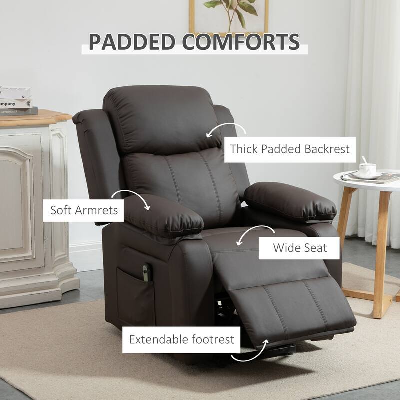 HOMCOM Living Room Power Lift Chair, PU Leather Electric Recliner Sofa Chair for Elderly with Remote Control