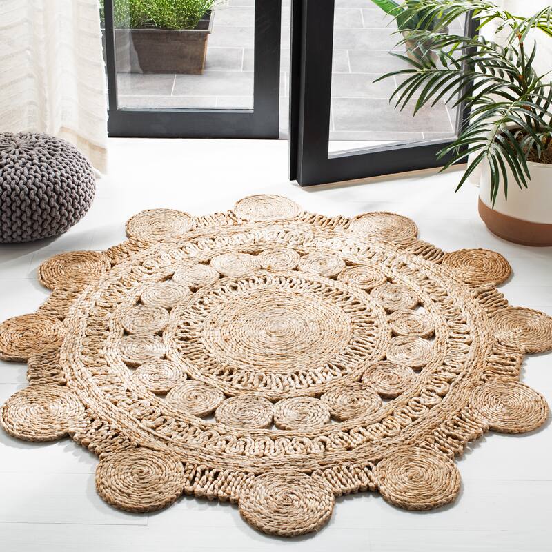 SAFAVIEH Handmade Natural Fiber Raelynn Farmhouse Rug - 3' Round - Natural