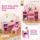 preview thumbnail 2 of 16, Gymax Kids Vanity 2 in 1 Princess Makeup Desk & Chair Set Safe