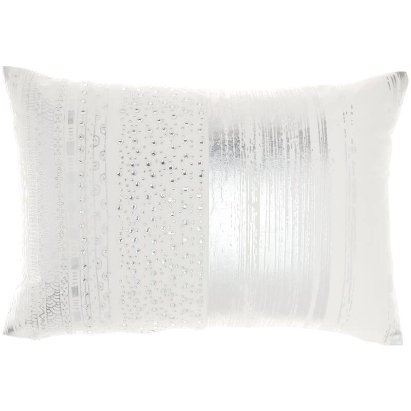 Mina Victory Luminescence Gold Throw Pillow , ( 14"X20" ) - 14"X20" - Silver