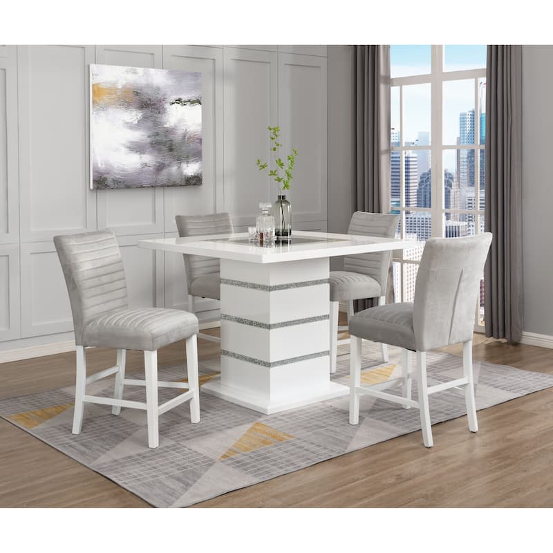 Staccato Grey and White Upholstered Counter Height Stools (Set of 2)