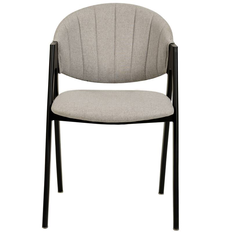 LeisureMod Mid-Century Modern Upholstered Dining Chair in Polyester with Curved Back and Iron Base for Home & Kitchen