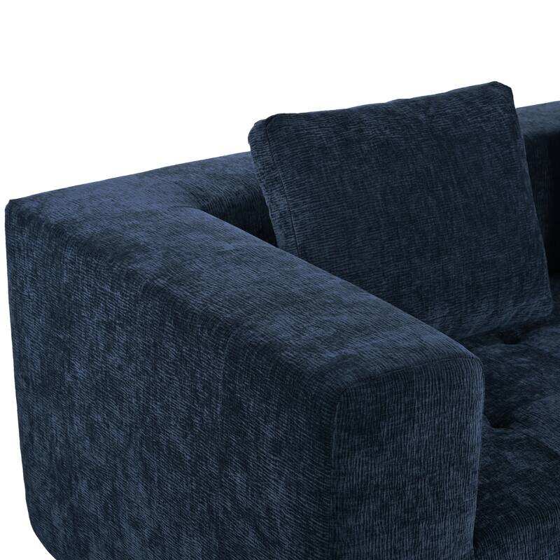 Sectional Couch for Living Room, 4 Seat L Shape Couch Tufted Couch Removable Modular Sofa with Movable Ottoman & 4 Cushions